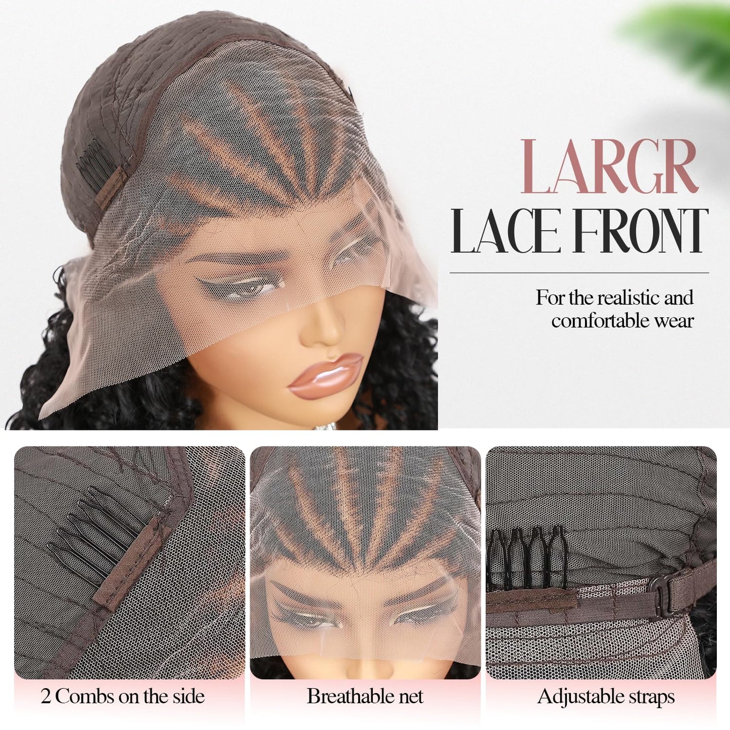 Fancy Hair Braided Wig for Black Women Cornrow with Curly Hair Wig HD Lace Front Wig with Baby Hair Pre Plucked Glueless Transparent 13x4 Inch Lace Frontal Wig (2#)
