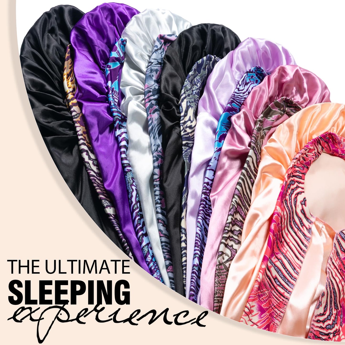 2Pcs Bonnets for Women Sleeping Braid Bonnet, Large Long Satin Silk Bonnet for Braids, Black Women Braid Bonnets with Stretchy Tie Band for Sleeping Extra Long (Pink &Black Pattern)