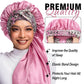 2Pcs Bonnets for Black Women Braid Bonnet, Large Long Satin Silk Bonnet for Braids,Black Women Braid Bonnet with Stretchy Tie Band for Sleeping Extra Long (Purple & Pink Pattern)
