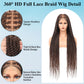 Olymei 360° Hd Full Lace Knotless Braided Wigs for Women Box Braid Wig with Baby Hair Premium Synthetic Long Brown Braided Lace Front Wigs 36Inch