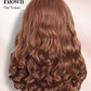 FANCEE Yaki Wavy Headband Wigs Honey Brown Kinky Straight Wear and Go Wig with Curly Wavy Ends for Mom on the Go Synthetic Headband Blow Out Style Natural Hair Wig for Black Women 27/30