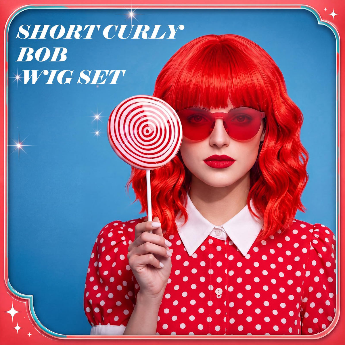 Suncalla 6 Set Wavy Bob Wigs for Halloween Party Colored