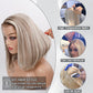 Byluxurious Highlight Ash Blonde Wig Human Hair Pre Plucked Breathable Balayage Ombre Brown Blonde Straight Short Bob Wigs 13x4 UHD Lace Front Wig Remy Real Human Hair for Woman 12Inch 180% Density
