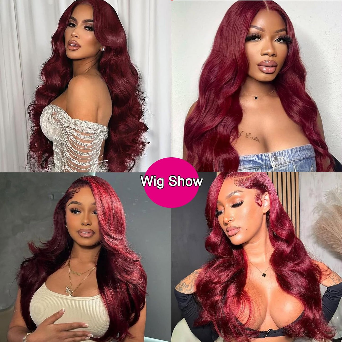 QZOQZO 32 Inch 99J Burgundy Lace Front Wigs Human Hair 13x6 HD Transparent Body Wave Lace Front Wig Pre Plucked 180% Density 99J Burgundy Red Wine Glueless Reddish Brown Human Hair Wigs for Women