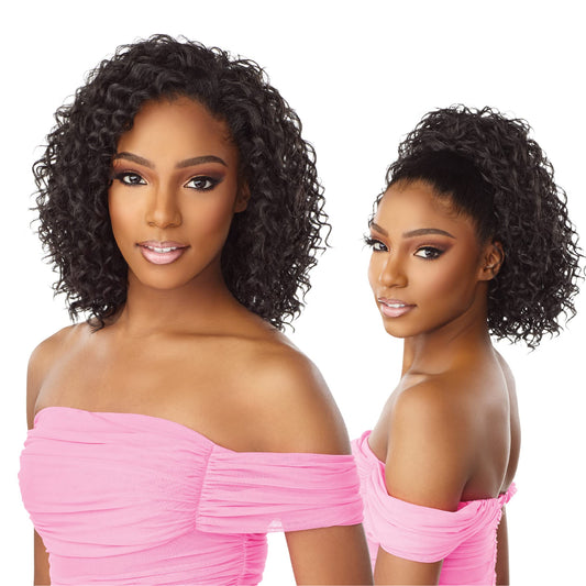 Sensationnel Instant weave half wig - 14 synthetic blendwig adjustable drawstring for seamless hair blending (1B OFFBLACK)