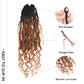 Toyotress Boho Human Hair Locs - 16 Inch 8 Packs Pre-Looped Crochet With Human Hair Curls, Ombre Brown Faux locs With Curly Ends Braiding Synthetic Hair Extensions (16 Inch, 8P-OT30)