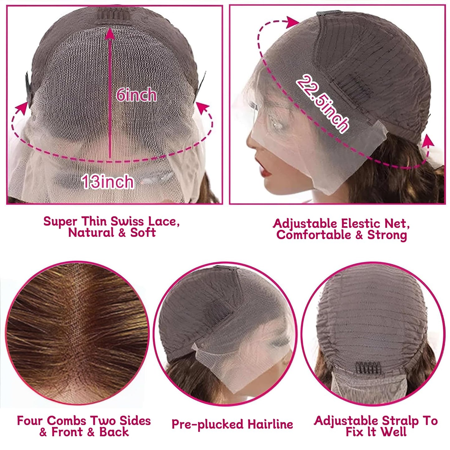 13x6 Ombre Highlight Lace Front Wigs Human Hair Pre Plucked HD Transparent Straight Lace Frontal Wigs 180% Density Glueless 4/27 Colored Honey Blonde Human Hair Wig for Women with Baby Hair 20Inch