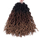 18 Inch Goddess Faux locs Crochet Hair 6 Packs/Lot Soft Gypsy Locs Wavy Crochet Braids Dreadlocks 3 Tone Curly Wavy Twist Braiding Hair Extensions African Roots Braid（#1B/30/27)