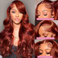 QZOQZO Reddish Brown Lace Front Wig Human Hair Body Wave Lace Front Wigs Human Hair 13x6 Pre Plucked 33# Colored Red Wig 180% Density Glueless Wigs for Women 28Inch
