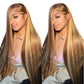 Cypha Ombre Lace Front Wig Human Hair Highlight 13x6 HD Straight Lace Front Wigs 180% Density 4/27 Colored Honey Blonde HD Lace Frontal Wigs For Women Glueless Pre Plucked with Baby Hair 30inch