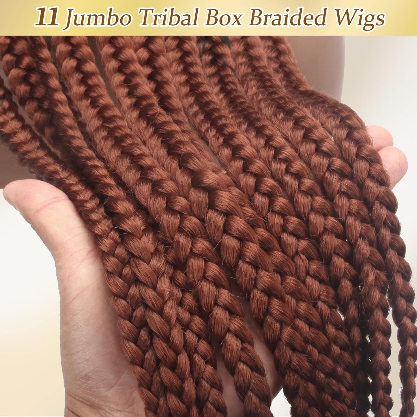 Alebery 36" Full Lace Braided Wigs for Black Women Jumbo Box Braids Lace Front Wig with Baby Hair Lightweight Synthetic Lace Frontal Black Cornrow Twisted Wigs (Brown Mixed Black)