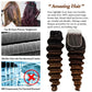 Beaushine T1B/2/4 Colored Bundles With Closure Human Hair Loose deep Wave Quick Weave Hair-20 22 24+20Inch Ombre Brazilian Loose Wave 3 Bundles Human Hair with hd Lace Closure Free Part Pre plucked
