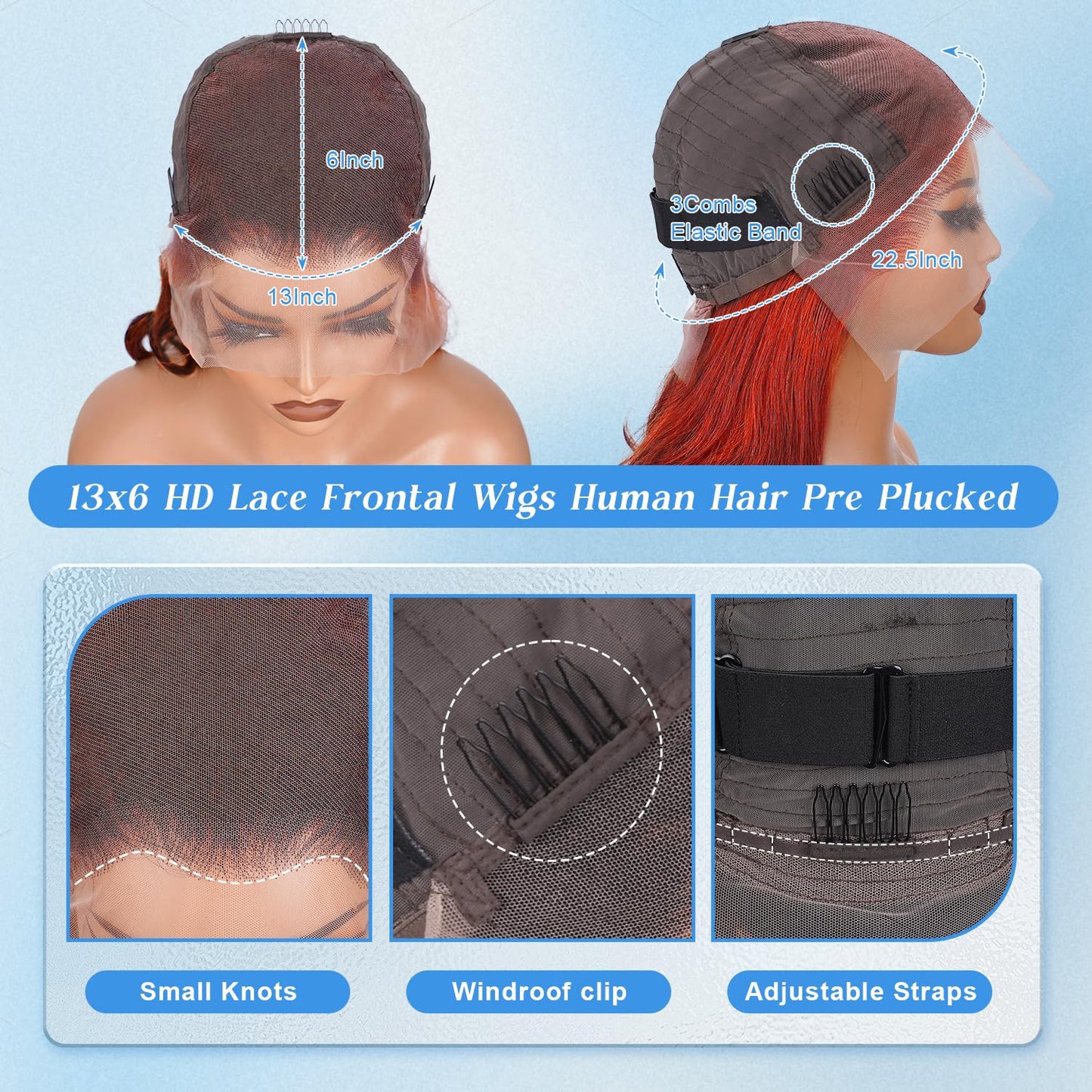Afribye Ginger Wig Human Hair 200% Density 13x6 350 Ginger Body Wave Lace Front Wigs Human Hair Pre Plucked Short Wigs for Black Women Glueless Frontal Wig Human Hair Loose Wavy 12 inch
