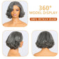 HANASCC Salt and Pepper Wigs for Women 10" Glueless Grey Short Bob Wigs Pre Plucked Body Wave Gray Human Hair Wig Pre Cut 5x5 HD Transparent Grey Glueless Lace Front Wigs for Women