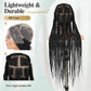 WIGER 360 Full Lace Braided Wigs for Black Women, 34 Inch Transparent HD Lace, Single-layer Jumbo Braids, 22 Handmade Braids, Natural Black Synthetic Lace Front Hair Wig