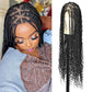 Olymei Boho Braided Wigs for Black Women Knotless Braided Wigs Box Braid Wig with Baby Hair Full Double Lace Black Boho Braided Wig Premium Synthetic Lace Braided Wig,36" Double Lace