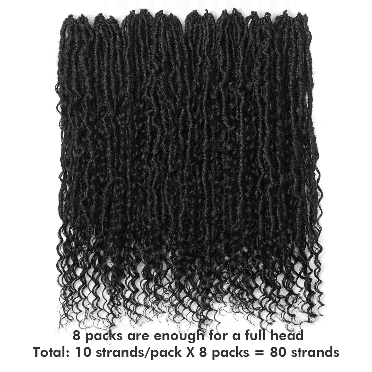 Toyotress Boho Human Hair Locs - 24 Inch 8 Packs Pre-Looped Crochet Hair For Black Women Natural Black Crochet Braids Faux Locs With Human Hair Curls Braiding Hair (24 Inch, 8P-1B)