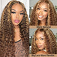 Ladoux Ombre Honey Blonde 13x6 HD Transparent Water Wave Lace Front Human Hair Wigs for Women 180% Density 4/27 Colored Highlight Curly Glueless Wigs 26Inch Pre Plucked with Baby Hair