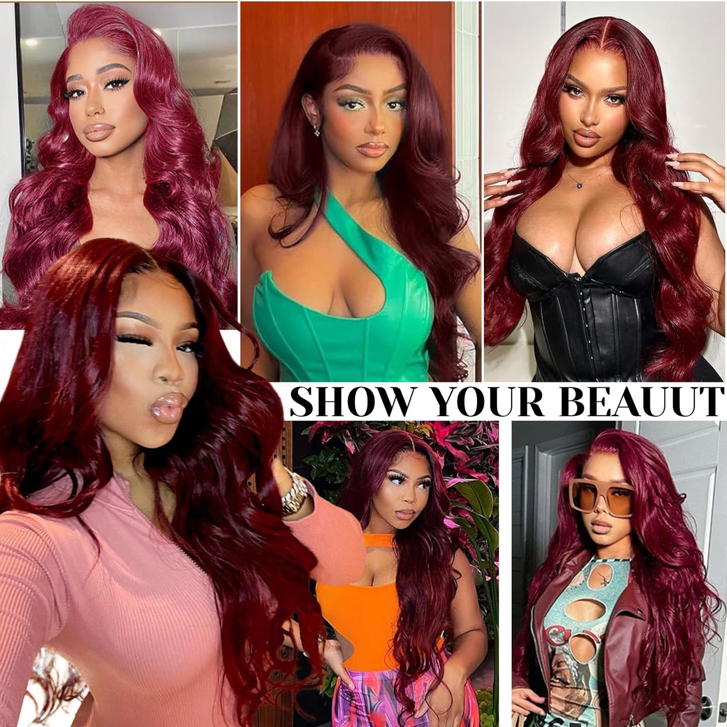 Ciracevi 99J Red Body Wave Human Hair Bundles 15A Raw Indian Hair Bundle burgundy Body Wave Bundles Hair Extensions(4 bundles 18 20 22 24)