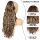 Ponytail Extension for Women, 26 inch Drawstring Ponytail Extension, Wavy Pony Tails Hair Extensions, Synthetic Hair Extensions Ponytail for Daily Use (Deep Almond Brown with Wheat Germ Blonde)