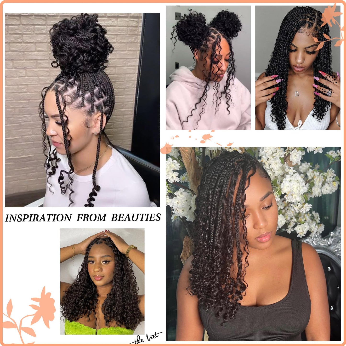 Brinbea 18'' 13x8'' HD Lace Short Braided Wigs for Women Bob Knotless Boho Braided Wigs with Baby Hair Black Box Braid Wig Premium Synthetic Braided Lace Front Wigs