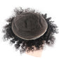 lumeng Men’s Curly Toupee Man Toupee Mens French Lace Wave Hair Unit Toupee 8x10inch Afro Loose Curly Men's Lace Unit #1B Off Black Replacement Hairpiece 120% Medium Density 100% Human Hair