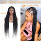 Alebery 36" Full Lace Criss Cross Knotless Box Braided Wigs for Black Women Knotless Box Braids Lace Front Wig with Baby Hair Lightweight Synthetic Black Cornrow Braided Wigs (1B)