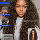 Sunber Ombre Brown Highlights Honey Blonde Water Wave Human Hair Glueless Wig Bye Bye Knots Pre Everything 7x5 Lace Front Pre Cut Lace Pre Plucked Pre Bleached Knots 150% Density 3S Pull Go 16Inch