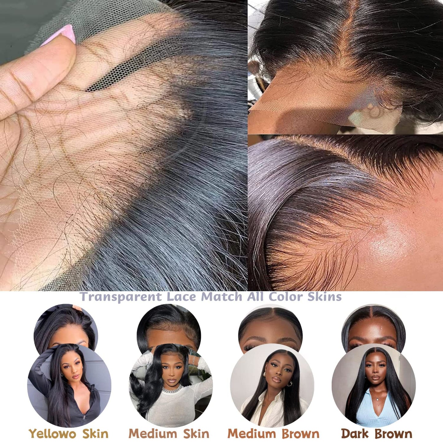 tobasew 13x6 Straight Lace Front Wigs Human Hair 200 Density HD Transparent Lace Frontal Human Hair Wigs for Women Glueless Wig Pre Plucked 28 Inch