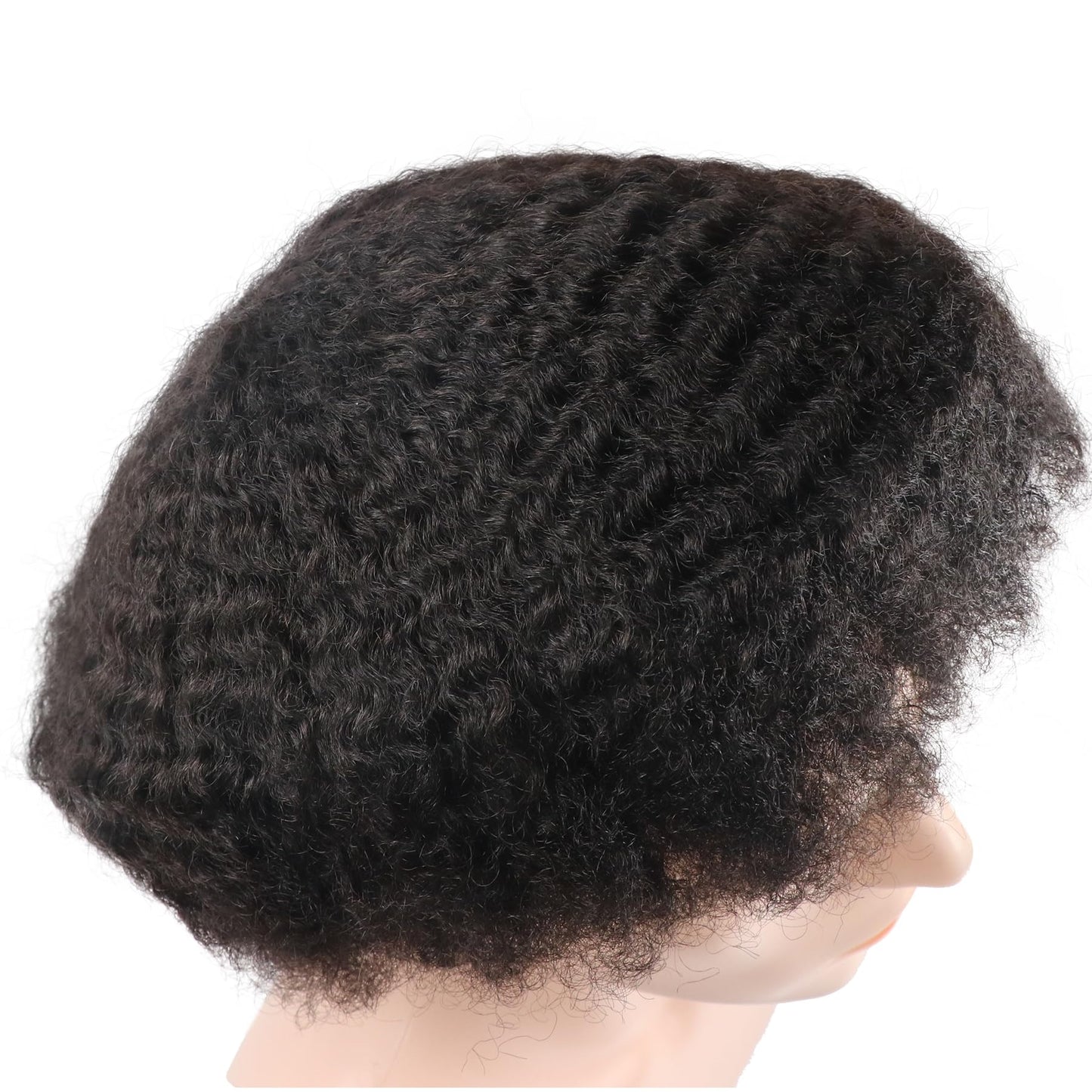 lumeng Afro Toupee for Man Wigs Men Hair Unit Black African American Curly Mens Toupee Hairpiece Wig for black Men Full French Lace Male Weave Hair Unit 1B# Off Black 8mm Curly 8x10inch