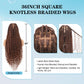 Olymei 360° HD Full Lace Knotless Braided Wigs for Black Women Boho Braided Wigs with Baby Hair Box Braid Wig Premium Synthetic Braid Lace Front Wig with Curly End Brown 36"