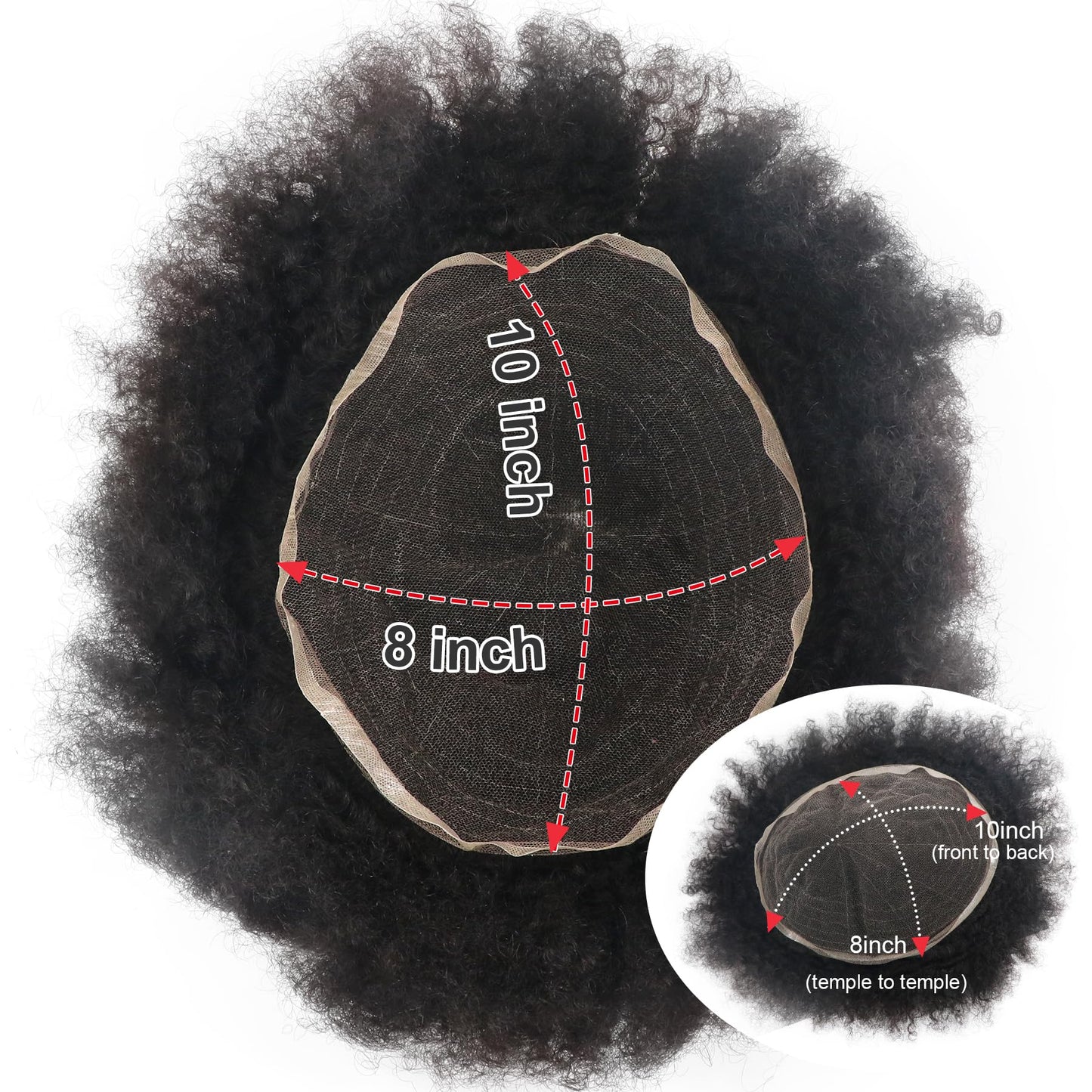 lumeng Afro Toupee for Man Wigs Men Hair Unit Black African American Curly Mens Toupee Hairpiece Wig for black Men Full French Lace Male Weave Hair Unit 1B# Off Black 8mm Curly 8x10inch