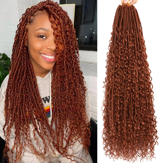 Soft Boho Locs Crochet Hair for Black Women-30 Inch 8 Packs Goddess Faux Locs Crochet Human Hair Feeling Pre Looped with Curly Ends (#30, 30 Inch(Pack of 8))