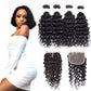 Foruiya Water Wave 4Bundles(50g/bundle) with Middle Part Closure Weave Hair Human Bundles with T Lace Closure Brazilian Wet and Wavy Bundles with Closure (10/10/10/10+10" closure)