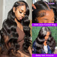 Sdeycui 13x6 Black Wigs Human Hair for Women Lace Front Body Wave Wigs HD 26 Inch Curly Natural Glueless Pre Plucked Wig