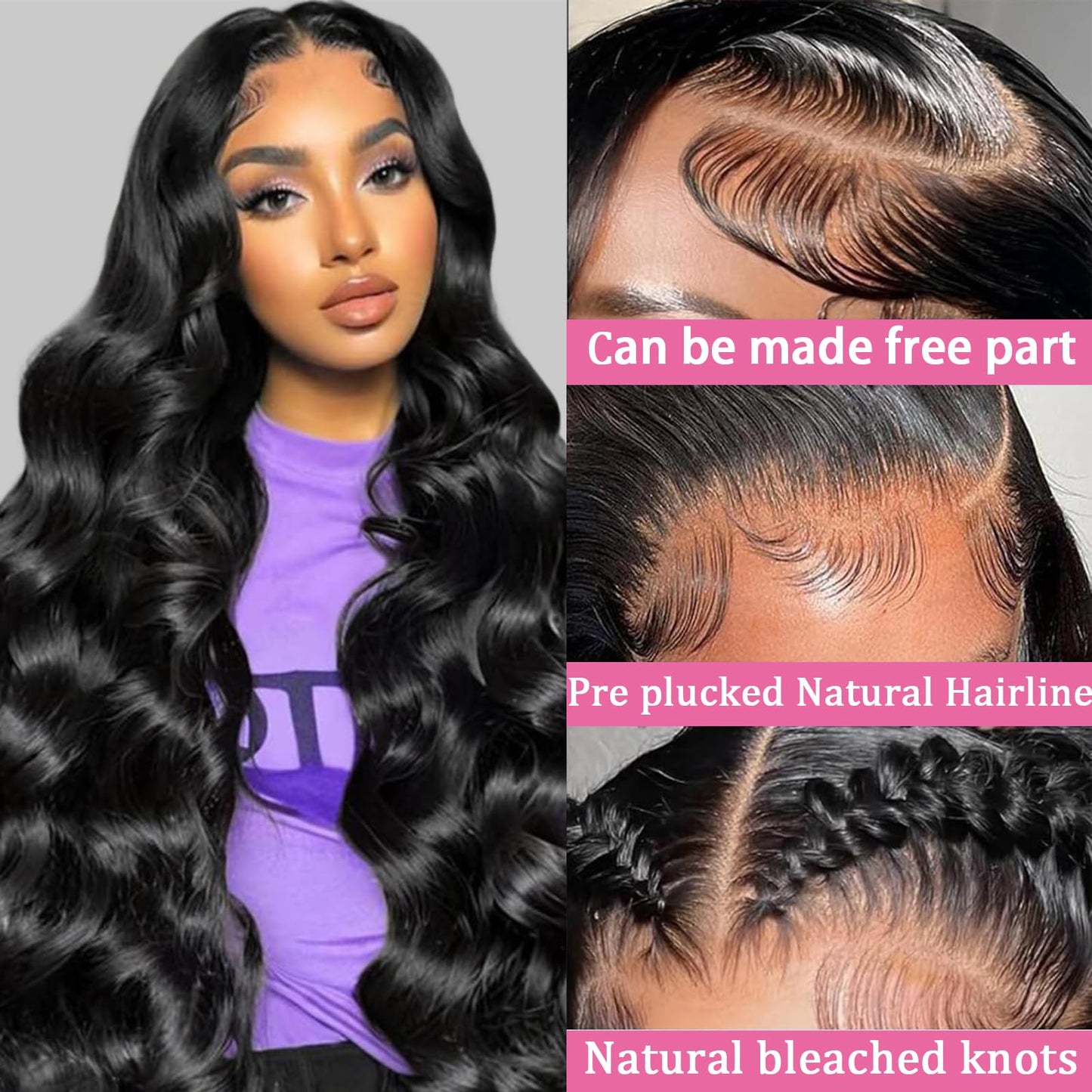 QZOQZO 28 Inch Lace Front Wigs Human Hair 180% Density Body Wave Lace Front Wig Human Hair Pre Plucked 13x6 HD Lace Glueless Wigs for Women