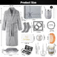 Nuogo 15 Pcs Birthday Gifts for Men Beard Care Set for Him Dad Birthday Gifts Basket Ideas Kit for Men Tumbler Bath Robe for Father's Day Dad Husband Boyfriend Box(Unhooded,Grey)