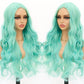 SISIFIRE Highlight Long Wavy Wigs for Women Green Middle Part Loose Curly Wave Wig Synthetic Heat Resistant Fiber Wig for Halloween Cosplay Christmas Wigs