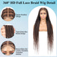 Olymei 360° Hd Full Lace Large Square Knotless Braided Wigs for Women Box Braid Wig with Baby Hair Long Brown Premium Synthetic Braided Lace Front Wigs 36"