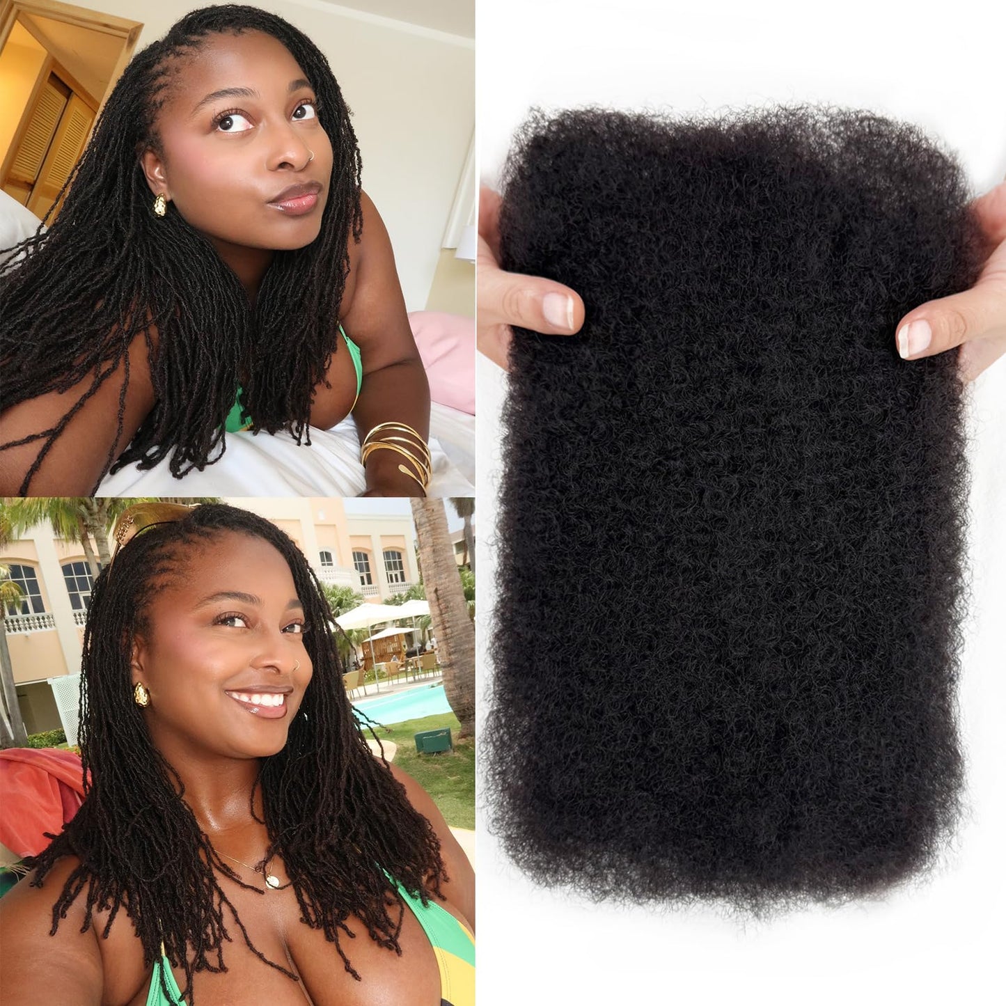 Afro Kinky-Curly Human Hair Bulk for Twist 18 Inch 100g Bulk Human Braiding Hair For Mini Twists Hair Micro Locs Extensions Dredlock Extensions