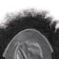 lumeng Afro Toupee PU Base Wig Men 12MM Wave Hair Unit Black Mens Wig 8x10inch Human Hair System 1B# Off Black 360 Curly Replacement Afro Human Hair Pieces