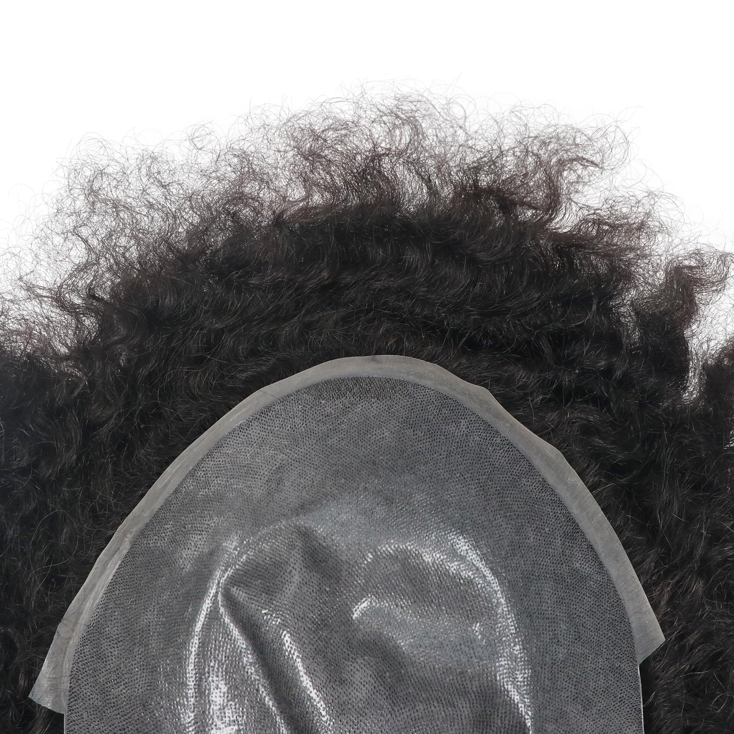 lumeng Afro Toupee PU Base Wig Men 12MM Wave Hair Unit Black Mens Wig 8x10inch Human Hair System 1B# Off Black 360 Curly Replacement Afro Human Hair Pieces