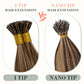 Hairro Pre Bonded Fusion Hair Extensions Remy Keratin Beads Invisible Itip Real Human Hair Extension Stick Tipped Glue Hairpiede Salon Quality I Tip Hair For Women 16" 100 Strands 50g #02 Dark Brown