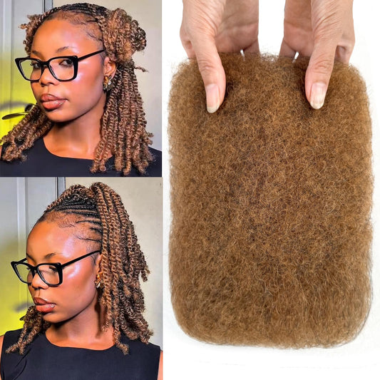 16 Inch Cuban Twist Afro Kinkys Bulk Human Hair for Braiding #30 Brown Afro Kinky-curly Human Hair Bulk for Twist 4C Kinkycurly Bundles for Mini Twists Crochet Braids or Tiny Locs Extension