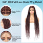 Olymei 360° Hd Full Lace Large Square Knotless Braided Wigs for Women Box Braid Wig with Baby Hair Long Burgundy Premium Synthetic Braided Lace Front Wigs 36"