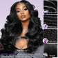 Zalvian 32 Inch 13x6 Lace Front Wigs Human Hair Pre Plucked HD Transparent Lace Frontal Real 180% Density Body Wave Lace Front Wigs Glueless Wigs with Baby Hair for Women Natural Black