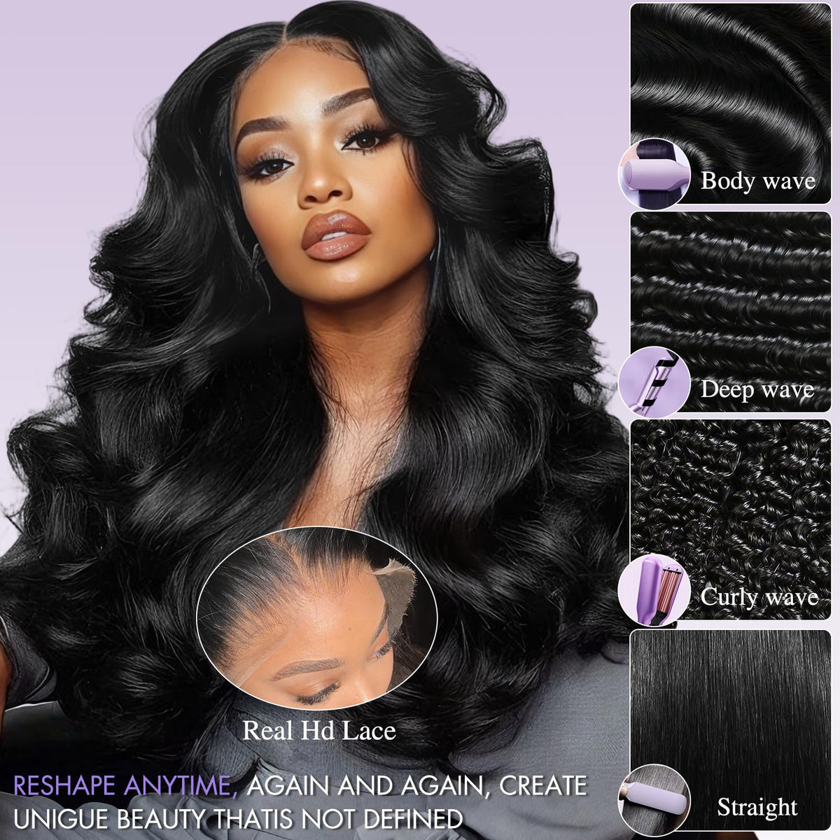 Zalvian 32 Inch 13x6 Lace Front Wigs Human Hair Pre Plucked HD Transparent Lace Frontal Real 180% Density Body Wave Lace Front Wigs Glueless Wigs with Baby Hair for Women Natural Black