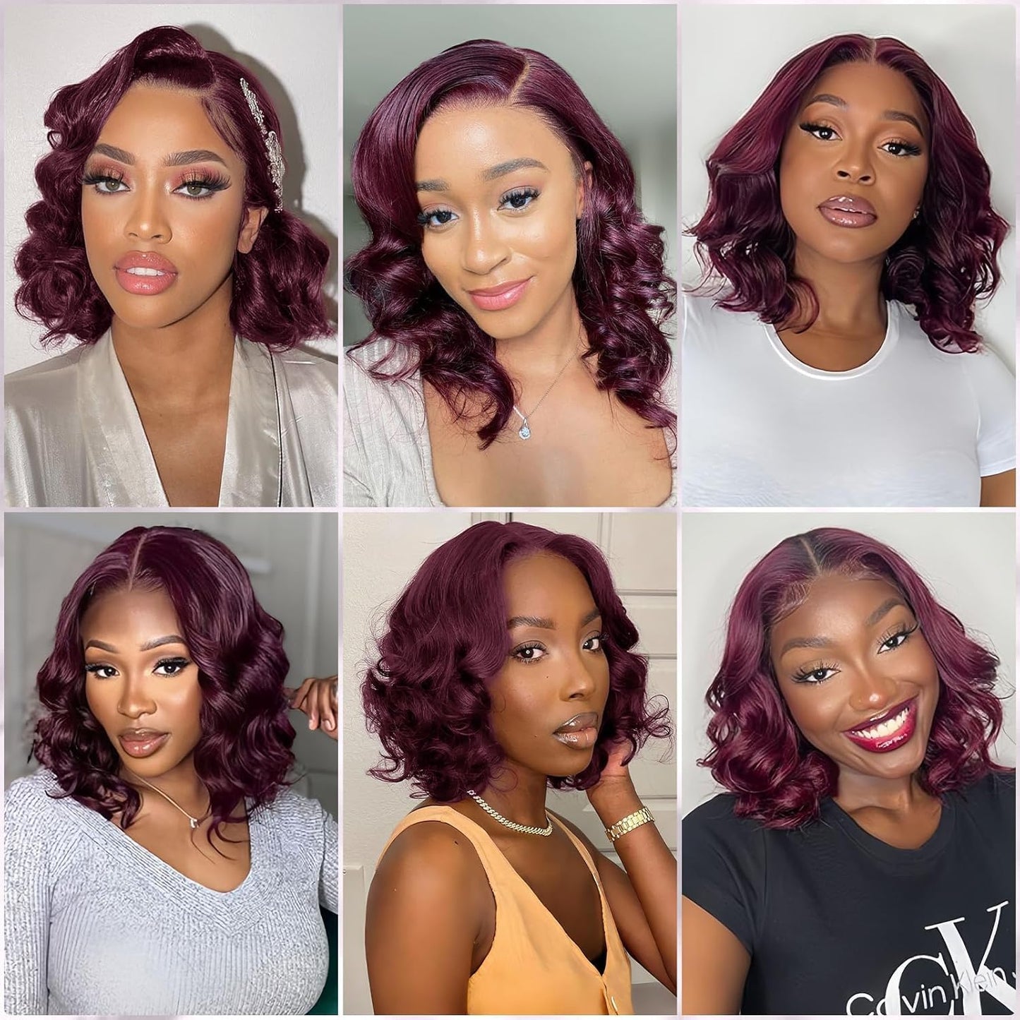 Douyin 99J Burgundy Bob Wig Human Hair 13x4 Frontal Lace Wig 16 Inch Body Wave HD Lace Front Wigs Human Hair Pre Plucked 180% Density Glueless Wine Red Bob Wigs for Women (99J Burgundy, 16 Inch)