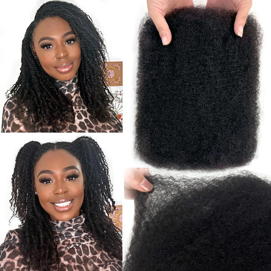 Afro Kinkys Bulk Human Hair for Braiding 2 Bundles 100g Afro Kinky-curly Human Hair Bulk for Twist 4C Kinkycurly Bundle for Mini Twists or Dreadlock Extension Quality Unprocessed Human Braiding Hair