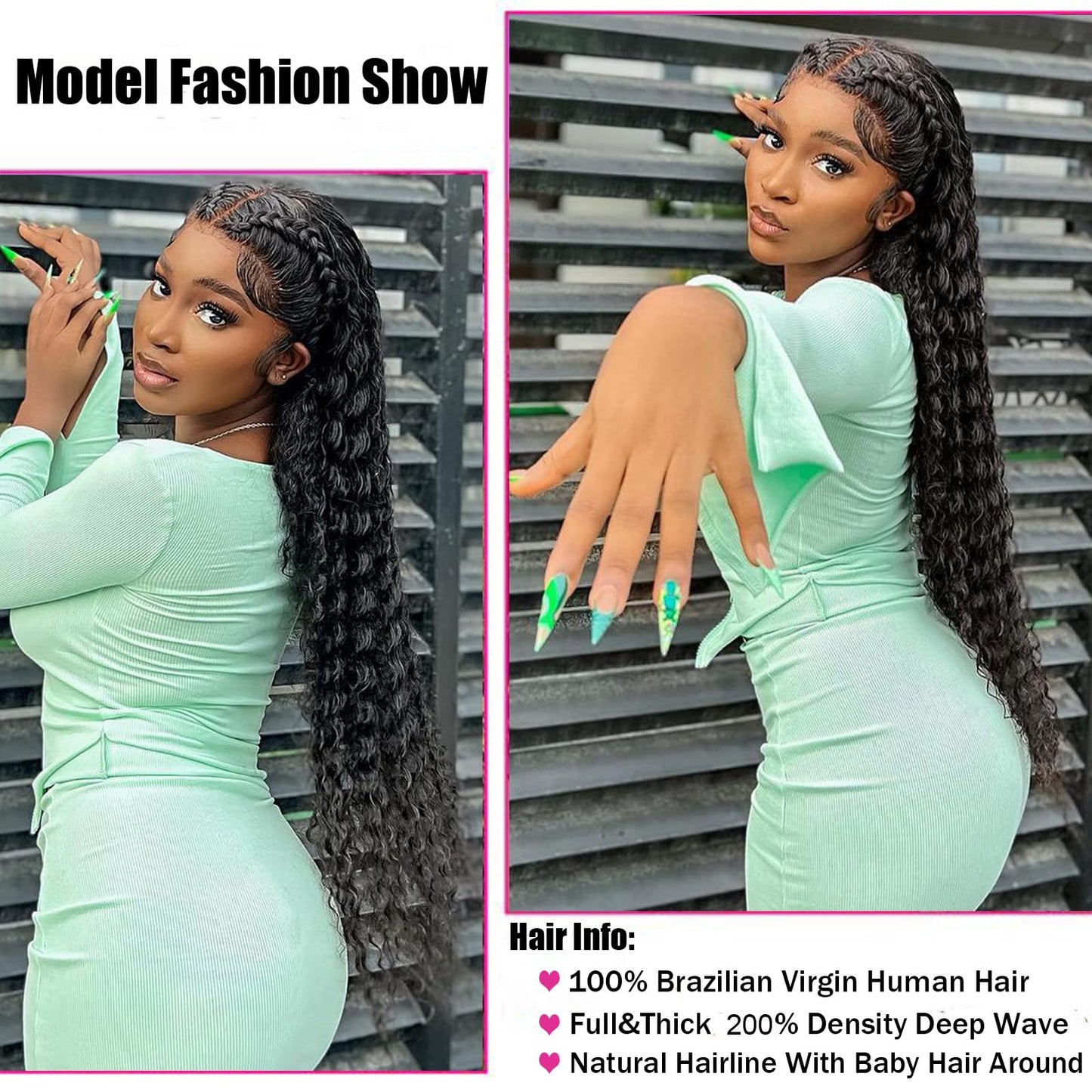 KVFCT 13x6 HD Deep Wave Lace front Wigs Human Hair Pre Plucked 26 Inch Deep Curly Human Hair Wig Glueless Deep Wave Frontal Wigs for Women Curly Lace Front Wig with Baby Hair